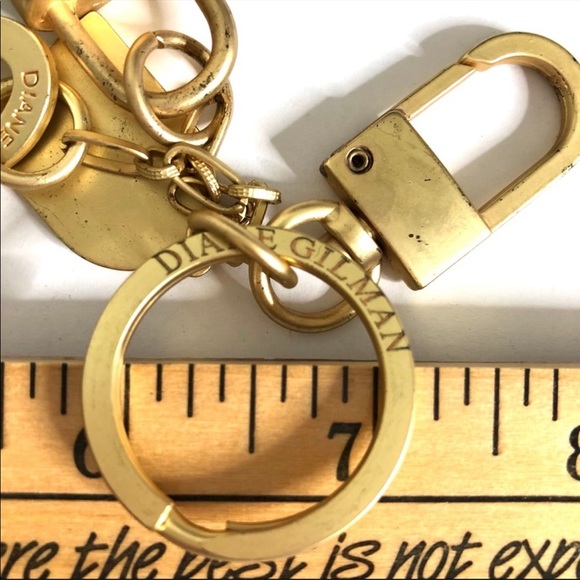 Vintage DG2 Purse Charms Keychain Black Gold Belt Chain Diane Gilman Key Lock - Picture 4 of 8